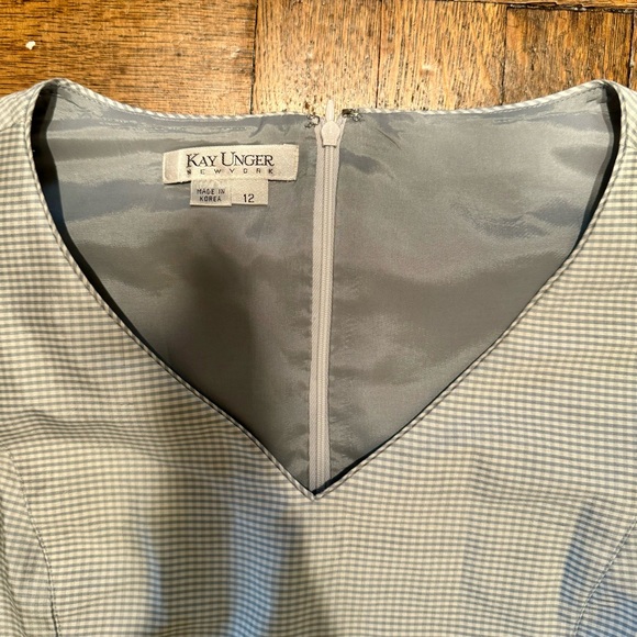 COPY - Kay Unger Vintage 100% Silk Blue Checked Sleeveless Knee-Length Dress Si… - Picture 8 of 8
